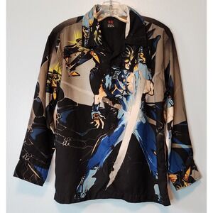 Emergency Exit Anime Manga Graphic Long Sleeve‎ Button Up Shirt Boys L 90s Vash?